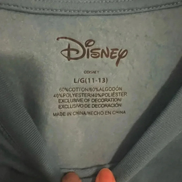 Disney Lilo & Stitch Ohana Embroidered Front Screen Print Back Sweater Juniors L - Picture 5 of 6